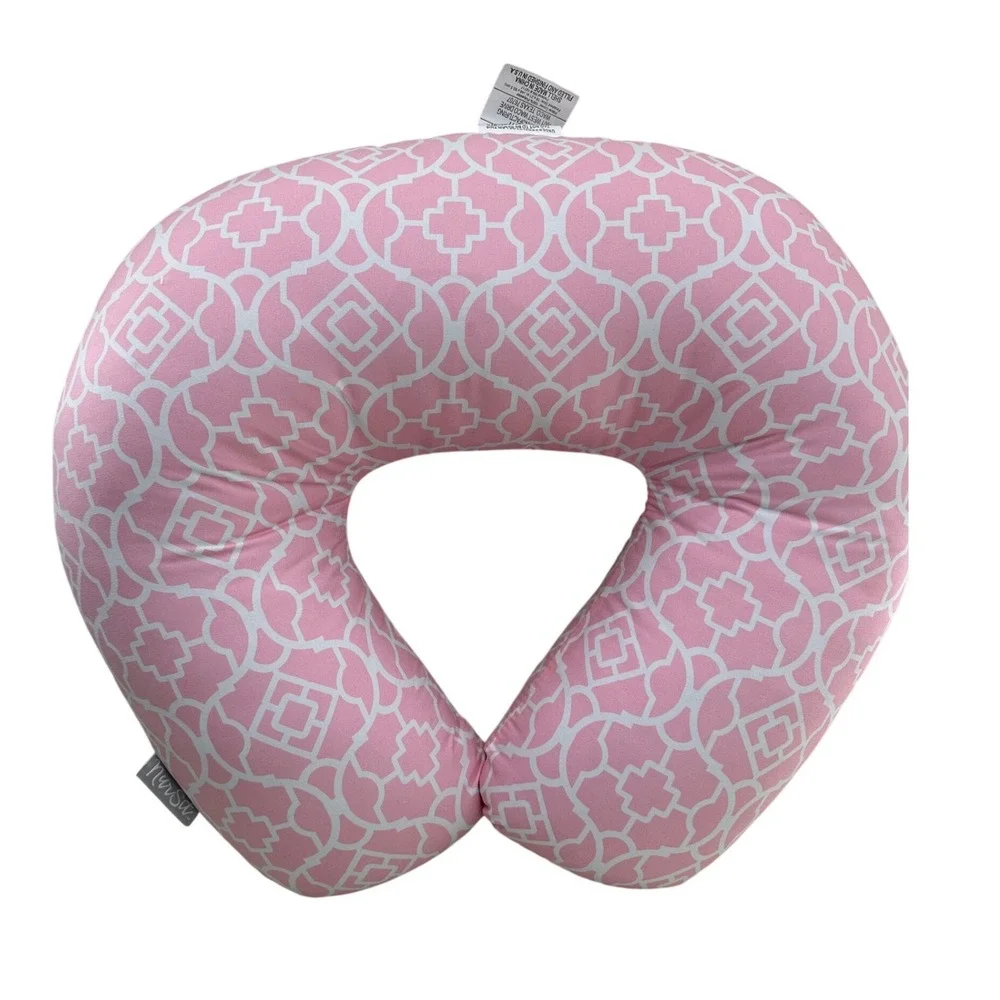NurSit Nursing Pillow Pink White Trellis Geometric Breastfeeding Support Cushion